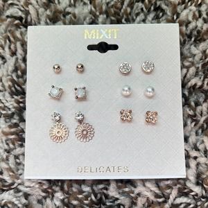 NWT MixIt Delicates Stud Earring Set, 6 pairs, Rose Gold